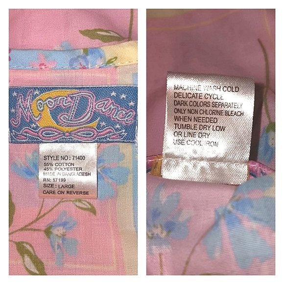 Vintage Moon Dance Sleeveless Button Down Pastel Top Size Lg - Picture 7 of 7